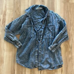 Denim button up top